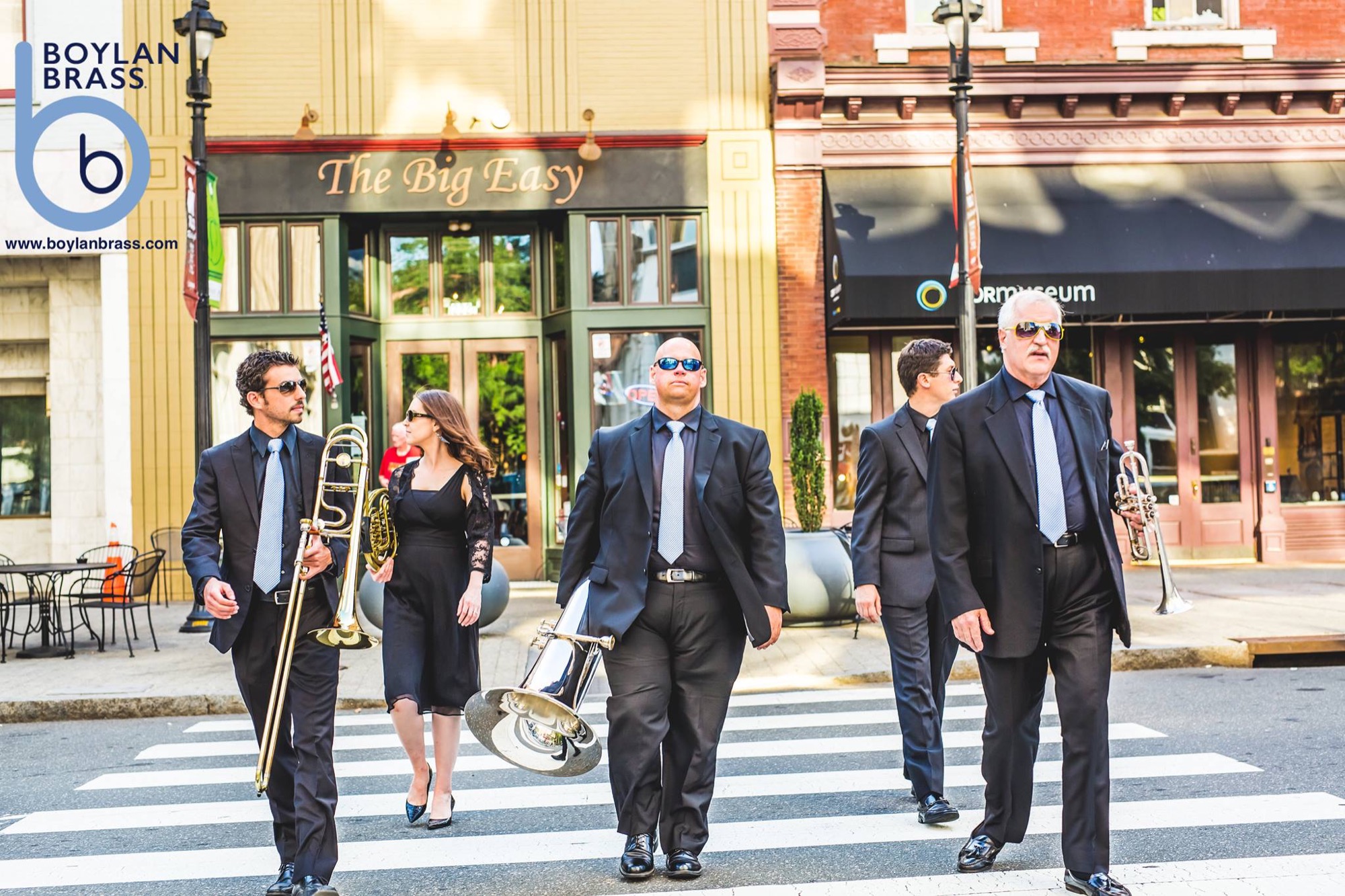Boylan Brass crossing the street in downtown Raleigh